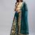 Turquoise zari sequins embroidered velvet lehenga choli
