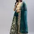Turquoise zari sequins embroidered velvet lehenga choli