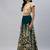 Turquoise zari sequins embroidered velvet lehenga choli