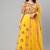 Women's yellow embroidered sequinned semi stitched lehenga & unstitched blouse with dupatta