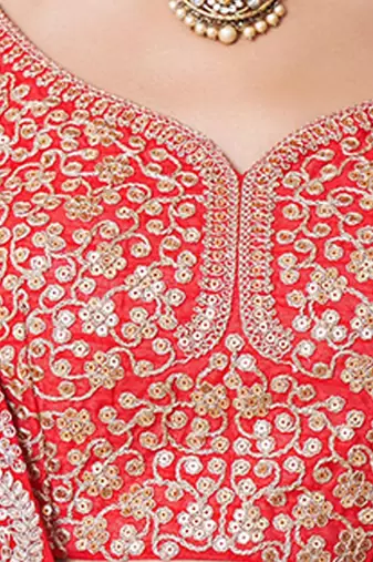 Women's Red  Zari Worked Soft Net Wedding Wear Lehenga Choli