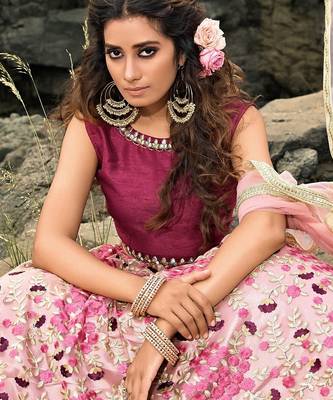 Glamorous multi-colored soft net base flared lehenga choli 4