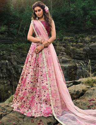 Glamorous multi-colored soft net base flared lehenga choli 1