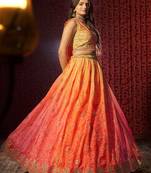 Pink Art Silk Embroidered Bnadhini Print Umbrella Lehenga Party Wear