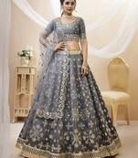 Dazzling grey embroidered work art silk bridesmaid lehenga choli