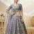Dazzling grey embroidered work art silk bridesmaid lehenga choli