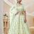 Women's Dazzling pista embroidered work art silk bridesmaid lehenga choli
