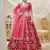 Women's pink embroidered work art silk bridesmaid lehenga choli