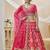 Women's pink embroidered work art silk bridesmaid lehenga choli