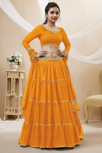 Gorgeous Orange  Leheriya Printed Georgette Festival Wear Lehenga Choli