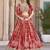 Red Chinon Silk Digital Print Zari Embroidered Lehenga Wedding Wear