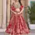 Red Chinon Silk Digital Print Zari Embroidered Lehenga Wedding Wear