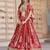 Red Chinon Silk Digital Print Zari Embroidered Lehenga Wedding Wear