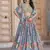 Sky Blue Chinon Silk Digital Print Zari Embroidered Lehenga Wedding Wear