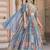 Sky Blue Chinon Silk Digital Print Zari Embroidered Lehenga Wedding Wear