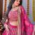 Women's Pink floral printed organza bridesmaid lehenga choli