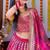 Women's Pink floral printed organza bridesmaid lehenga choli