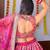 Women's Pink floral printed organza bridesmaid lehenga choli