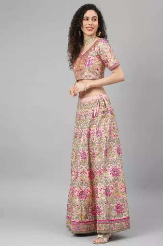 women's baby pink dori, zari and thread embroidered silk bridal wedding party wear lehenga