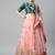 Exotic green and peach net thread & zari embroidered with mirror wedding designer lehenga choli with dupatta