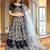 Stunning navy blue embroidered velvet wedding lehenga choli with dupatta
