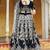 Stunning navy blue embroidered velvet wedding lehenga choli with dupatta