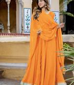 Orange Georgette Leheriya Print Zari Work Gorgeous Lehenga Festive Wear