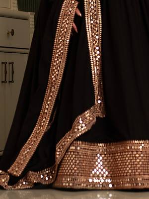 Women's Black georgette bollywood lehenga choli set with stunning zari embroidery 4
