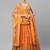 Orange & Gold-Toned Embellished Sequinned Semi-Stitched Lehenga & Unstitched Blouse