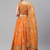Orange & Gold-Toned Embellished Sequinned Semi-Stitched Lehenga & Unstitched Blouse
