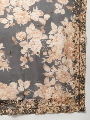 Black & Beige Embellished Sequinned Semi-Stitched Lehenga & Unstitched Blouse 5