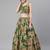 Green & Peach-Coloured Embellished Sequinned Semi-Stitched Lehenga & Unstitched Blouse