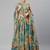 Turquoise & Peach-Coloured Embellished Sequinned  Lehenga & Unstitched Blouse