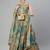 Turquoise & Peach-Coloured Embellished Sequinned  Lehenga & Unstitched Blouse
