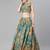 Turquoise & Peach-Coloured Embellished Sequinned  Lehenga & Unstitched Blouse