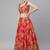 Red & Gold-Toned Embellished Sequinned Semi-Stitched  Lehenga & Unstitched Blouse