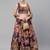 Purple sequins and zari embroidery on digital floral printed organza fabric indian wedding lehenga dress