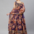 Purple sequins and zari embroidery on digital floral printed organza fabric indian wedding lehenga dress
