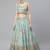 Blue & Peach-Coloured Embellished Sequinned  Lehenga & Unstitched Blouse