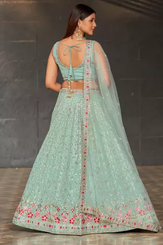 Ethnic Faux Georgette Embroidered Zari Umbrella Lehenga Party Wear