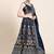 Outstanding Navy Blue Floral Embroidered Georgette Sangeet Wear Lehenga Choli