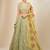 Pista Green Georgette Digital Print Zari Embroidered Sequins Lehenga Wedding Wear