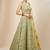 Pista Green Georgette Digital Print Zari Embroidered Sequins Lehenga Wedding Wear