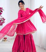  Pink chanderi embroidered Suit set