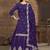 Purple Embroidered  Silk Free Size Full Stitched Suit