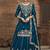 Teal Blue Embroidered  Silk Free Size Full Stitched Suit