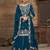 Teal Blue Embroidered  Silk Free Size Full Stitched Suit