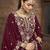 Maroon Embroidered  Silk Free Size Full Stitched Suit