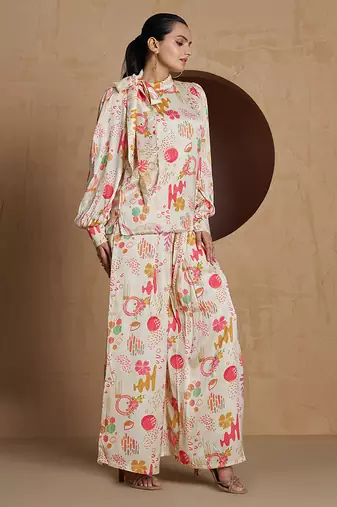 cream floral print co-ord set