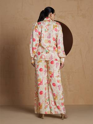 cream floral print co-ord set 4